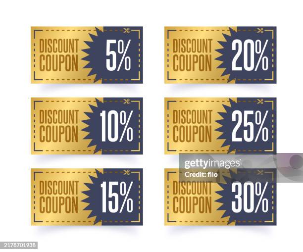 gutschein sonderangebot rabatt prozentsatz zertifikat designs - gutschein stock-grafiken, -clipart, -cartoons und -symbole