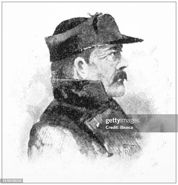 antique image: arctic expedition, charles d brower - snow explorer stock illustrations