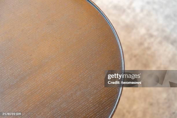 overhead view of wooden empty coffee table top. - coffee table stock pictures, royalty-free photos & images