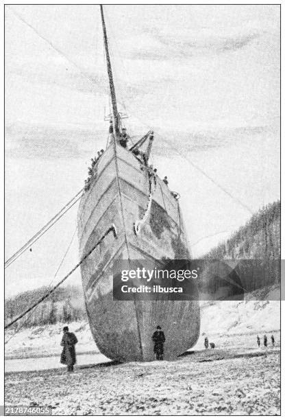 antique image: marine disasters on pacific shores, "oregon" - seaside oregon promenade stock illustrations