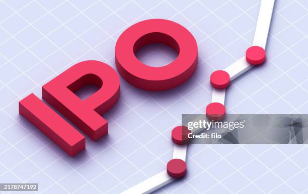 ipo börsengang 3d graph chart hintergrund - börsengang stock-fotos und bilder