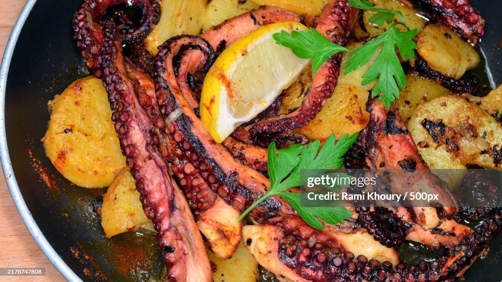 Close-up of food served in plate on table
