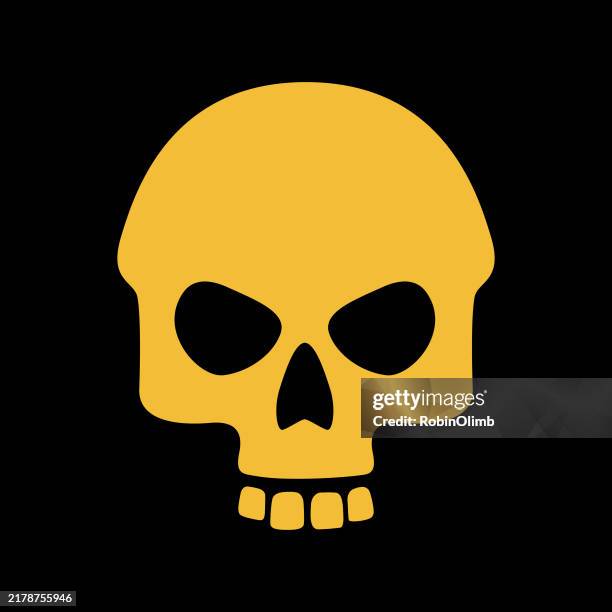 gold skull icon - cross bones stock illustrations