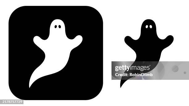 illustrazioni stock, clip art, cartoni animati e icone di tendenza di icone di fantasmi spaventosi in bianco e nero - fantasma