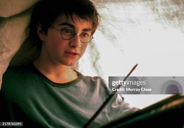 Actor, Daniel Radcliffe on the set of the film 'Harry Potter and The Prisoner of Azkaban', London, England, 2003