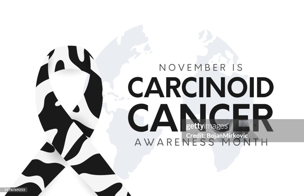 Carcinoid Cancer Awareness Month card, background, November. Vector