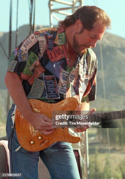 Steve Cropper of Booker T & the MG's performs at Squaw Valley ski area on August 25, 1991 in Squaw Valley, California.