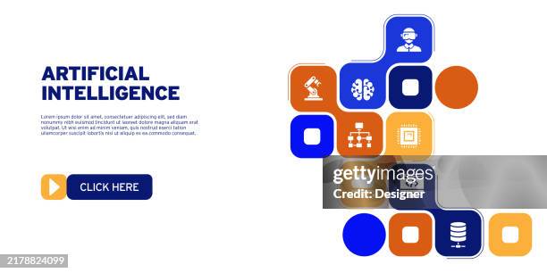 artificial intelligence related vector illustration. technology, futuristic, data, robot, connection, innovation, machine learning. - forge stock illustrations