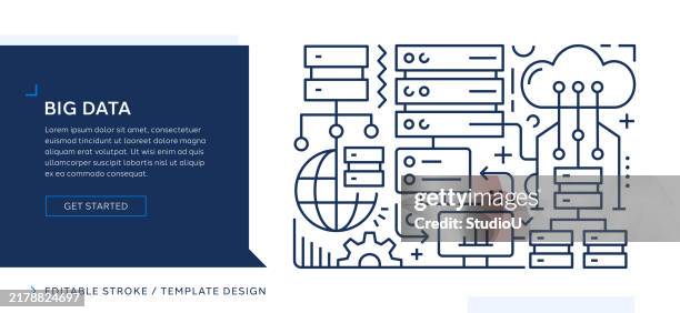 bearbeitbares vektor-strichkunst-design zum thema big data - informationsüberflutung stock-grafiken, -clipart, -cartoons und -symbole