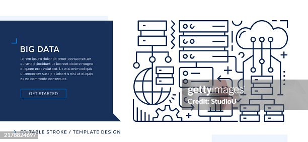 Big Data Themed Editable Vector Line Art Design Big Data Themed Editable Vector Line Art Design