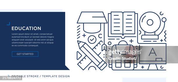education themed editable vector line art design - art class stock illustrations