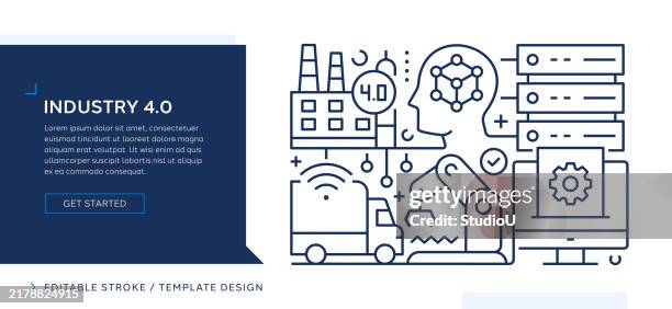 industry 4.0 themed editable vector line art design - blockchain stock illustrations