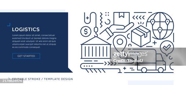 logistics themed editable vector line art design - express delivery stock illustrations
