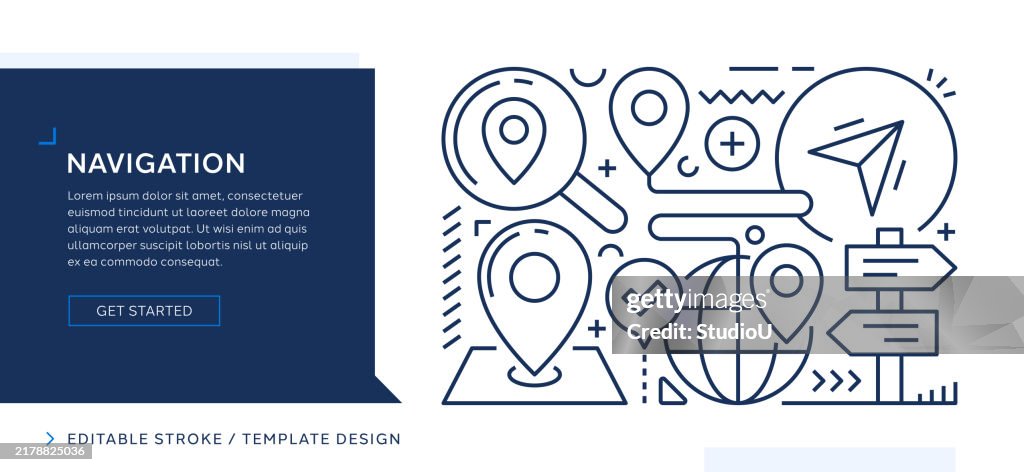 Navigation Themed Editable Vector Line Art Design High-Res Vector ...