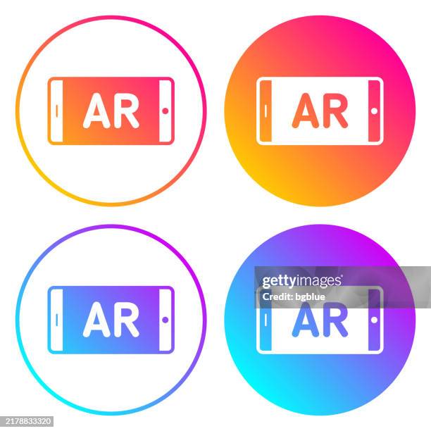ar augmented reality on smartphone. round icons with color gradients - iphone ar stock illustrations