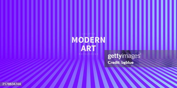 abstract striped background and blue gradient - trendy 3d background - futuristic empty room stock illustrations