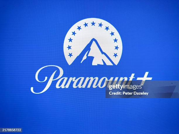 View of the Paramount Logo on a screen on October 16, 2024 in London, United Kingdom.