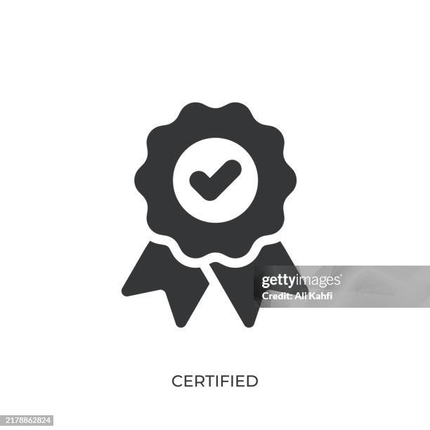 certified glyph solid icon. solid icon that can be applied anywhere, simple, pixel perfect and modern style - certificate-icon stock illustrations
