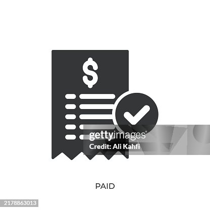 Paid glyph solid icon. Solid icon that can be applied anywhere, simple, pixel perfect and modern style Paid glyph solid icon. Solid icon that can be applied anywhere, simple, pixel perfect and modern style
