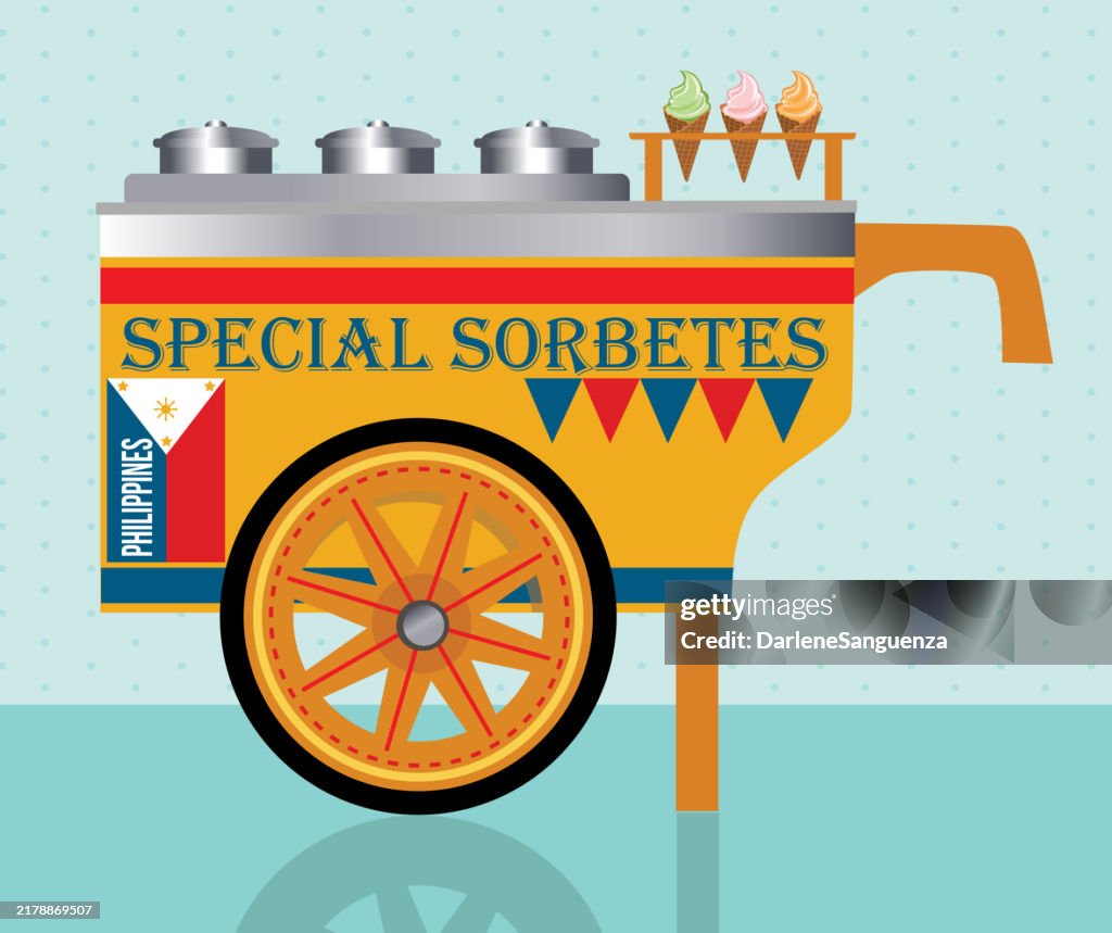 Traditional Filipino Sorbetes Ice Cream on pushcart.