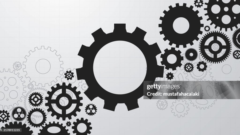 Abstract black and white background with gears