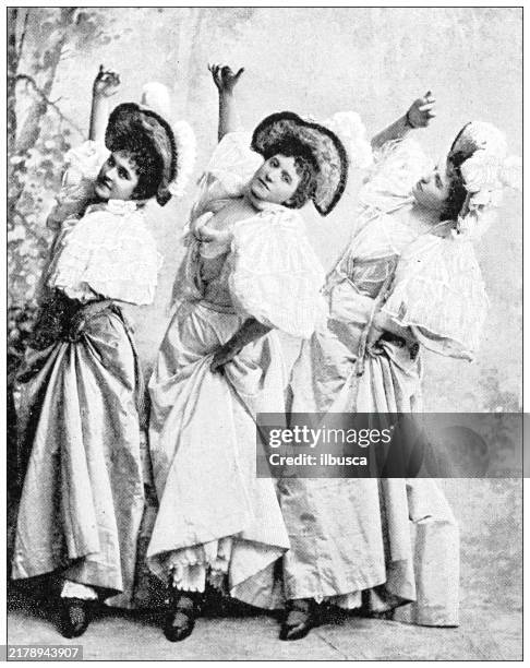antique image: roof garden theaters, new york, english sisters - english garden stock illustrations