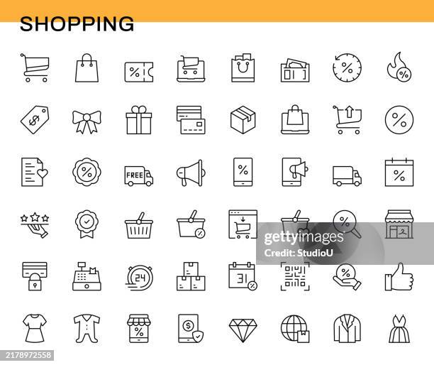 bildbanksillustrationer, clip art samt tecknat material och ikoner med line icon set - bärkasse