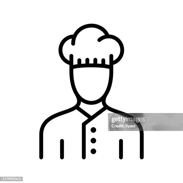 a simple line drawing of a chef - restaurant-waiter-uniform stock illustrations
