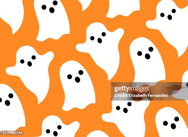 seamless ghost pattern - halloween pattern stock pictures, royalty-free photos & images