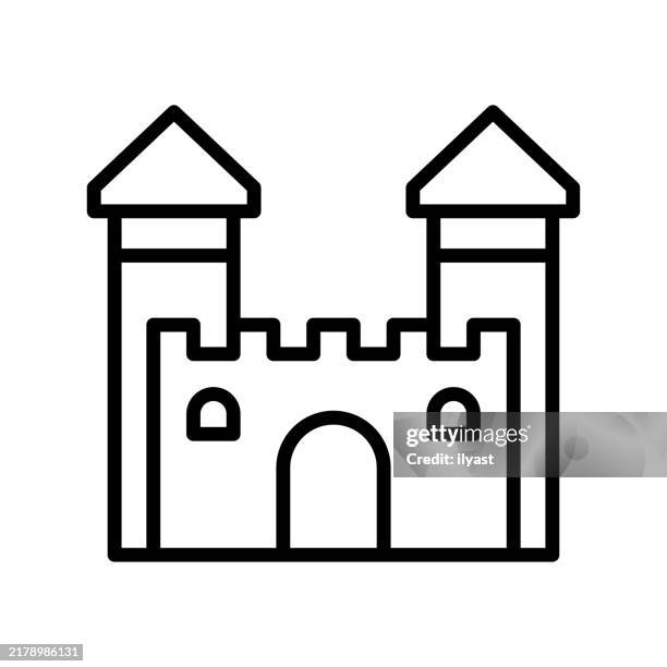 a simple line drawing of a castle - banquet hall stock illustrations