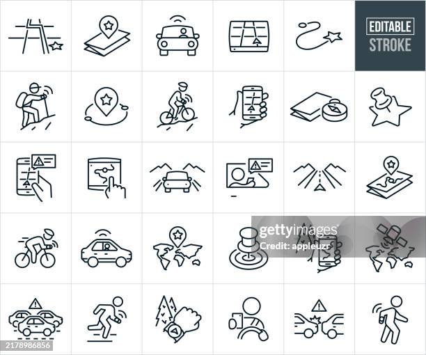 navigation thin line icons - editable stroke - using smart phone outside stock illustrations