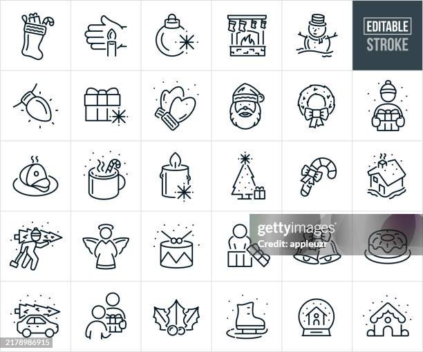stockillustraties, clipart, cartoons en iconen met christmas thin line icons - editable stroke - saint nicholas