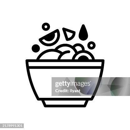 Uma linha simples desenho de uma saladeira Uma linha simples desenho de uma saladeira
