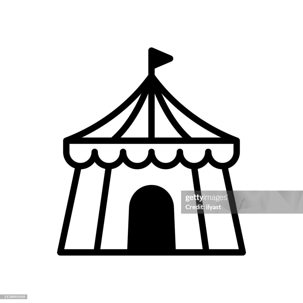 Un simple dibujo lineal de una carpa de circo