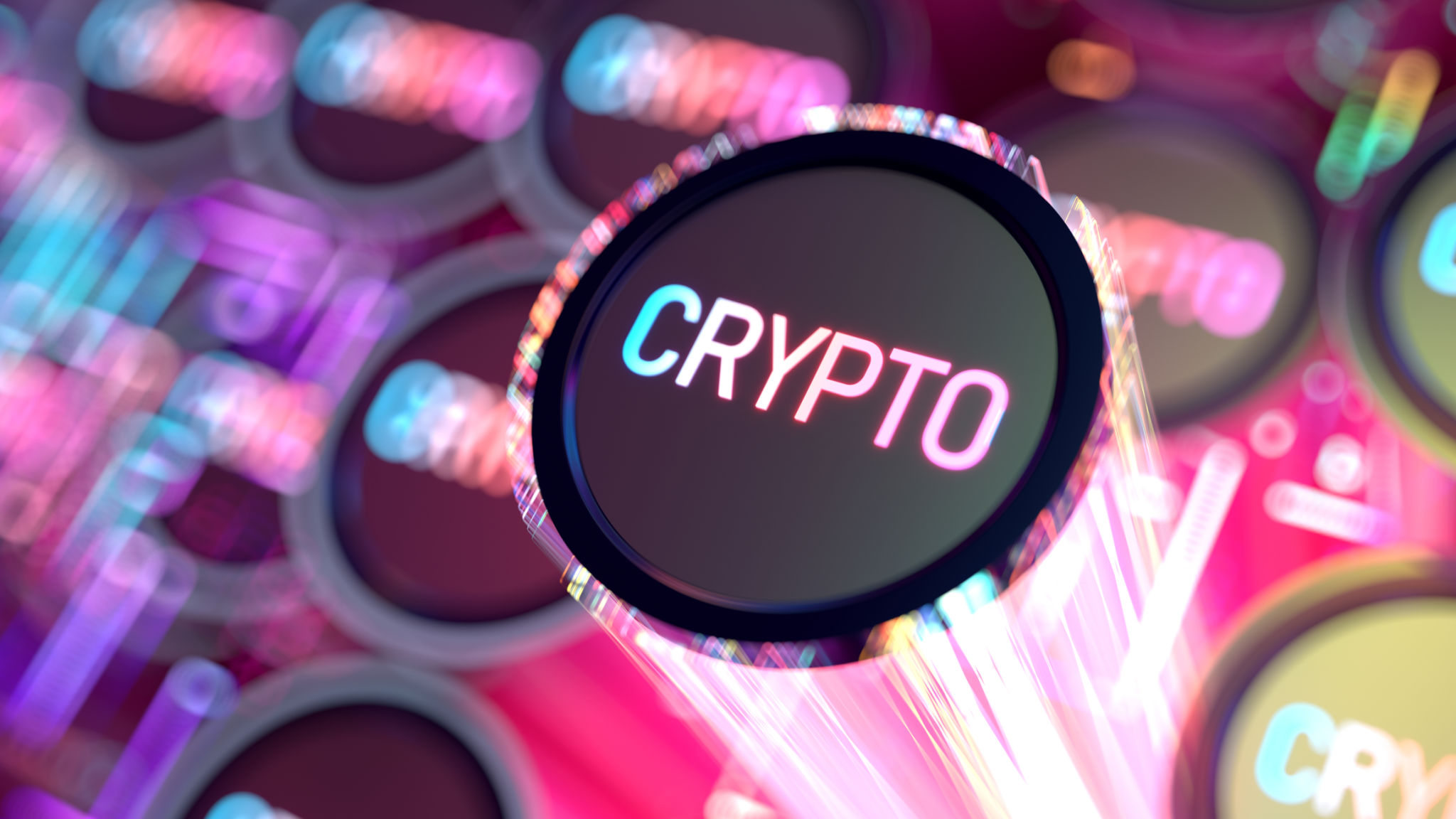 Crypto payments. Group of abstract cryptocurrency coins on digital background with DOF effect. Crypto payments. Group of abstract cryptocurrency coins on digital background with DOF effect.