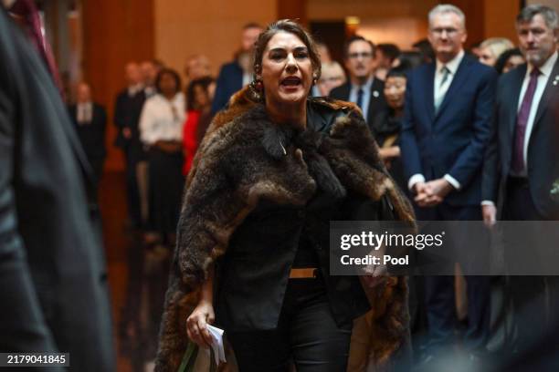 Australian politician, Senator Lidia Thorpe heckles King Charles III during the ceremonial welcome and Parliamentary reception at the Australian...