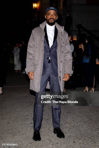 LaKeith Stanfield is seen arriving to the Giorgio Armani show at the Park Avenue Armory on October 17, 2024 in New York City.