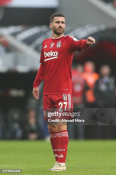 Rafa Silva of Besiktas gestures during the Turkish Super League match between Besiktas and Konyaspor at Besiktas Park on October 20, 2024 in...