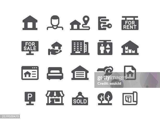 real estate icons - office elevator stock illustrations