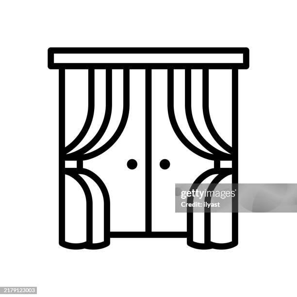 a simple line drawing of curtains - soundproof room stock illustrations
