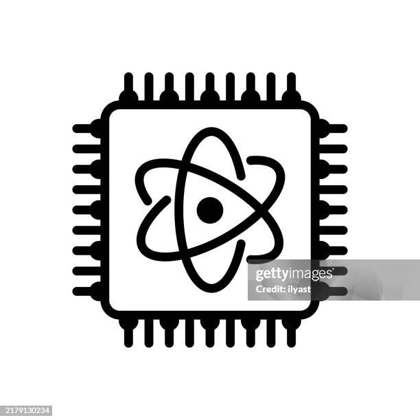 eine einfache strichzeichnung eines quantencomputings - quantenphysik stock-grafiken, -clipart, -cartoons und -symbole