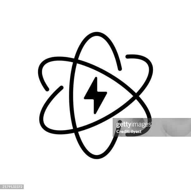 ilustrações de stock, clip art, desenhos animados e ícones de a simple line drawing of an atomic energy - radiação