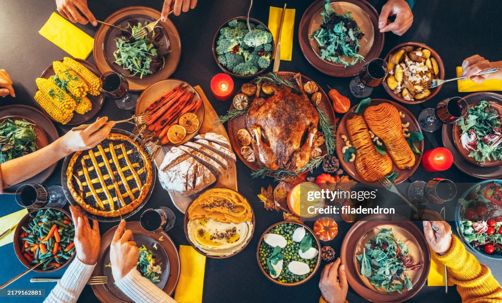 Above view of beautiful table for Thanksgiving