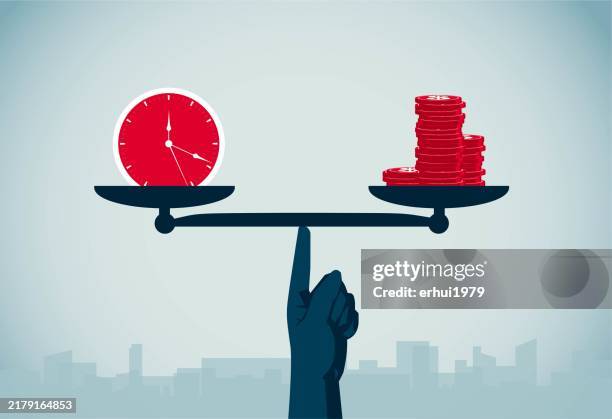 money for time - different clocks stock illustrations