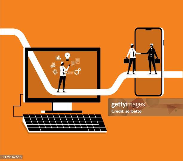remote working concept - virtual desktop stock illustrations
