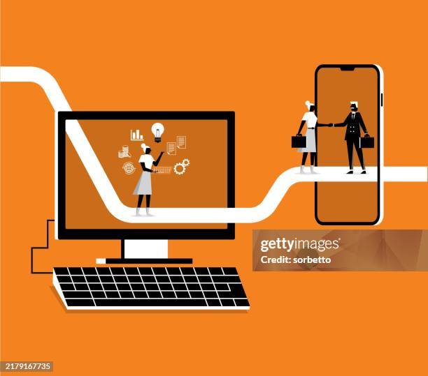remote working - planning - virtual convention stock illustrations