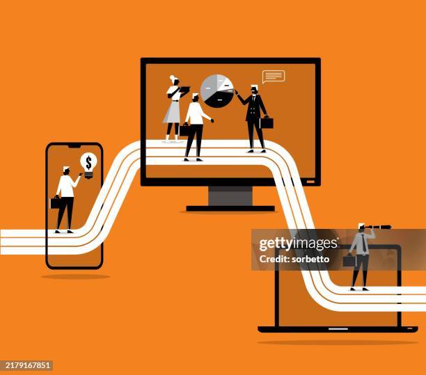 remote working - teamwork - virtual convention stock illustrations