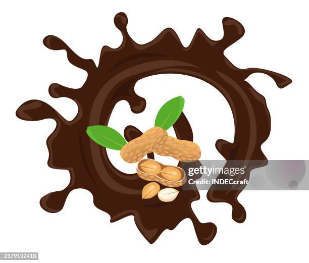 peanut with chocolate - peanuts isolated stock illustrations