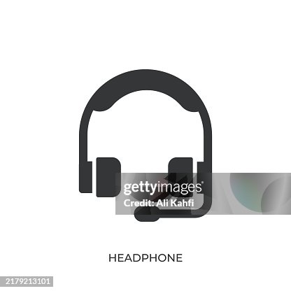 Headphone glyph solid icon. Solid icon that can be applied anywhere, simple, pixel perfect and modern style Headphone glyph solid icon. Solid icon that can be applied anywhere, simple, pixel perfect and modern style