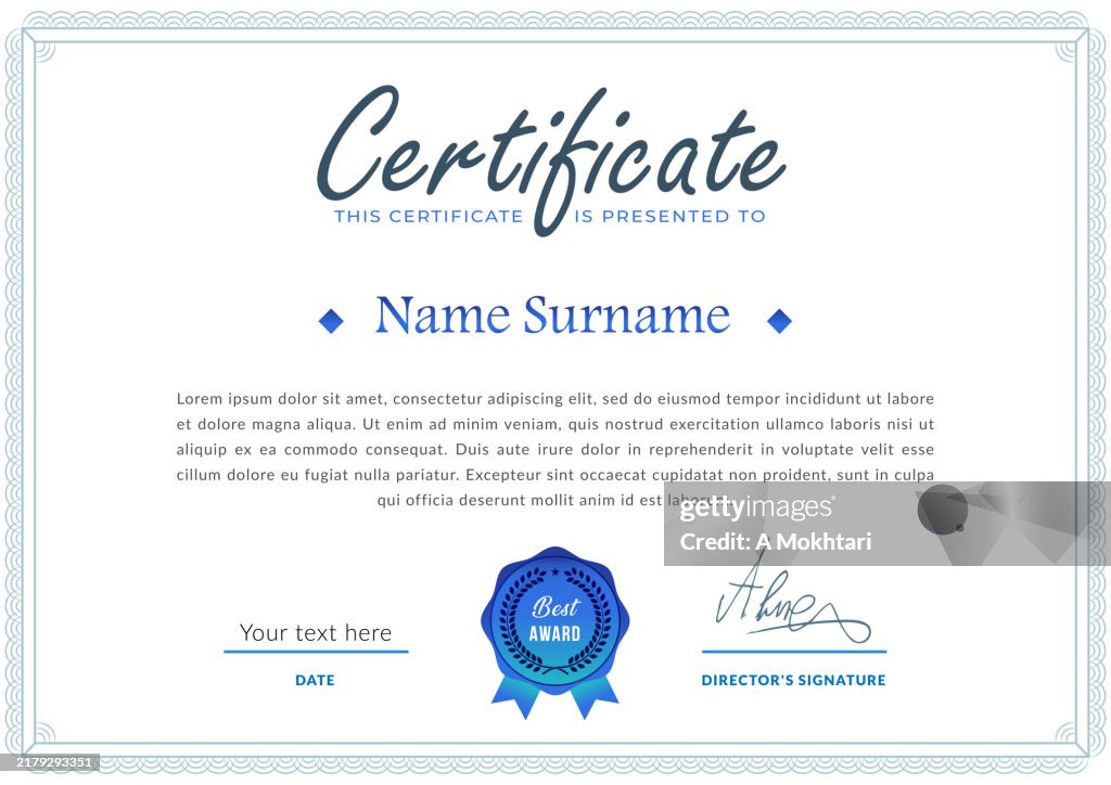 Diploma, certificate and certificate.